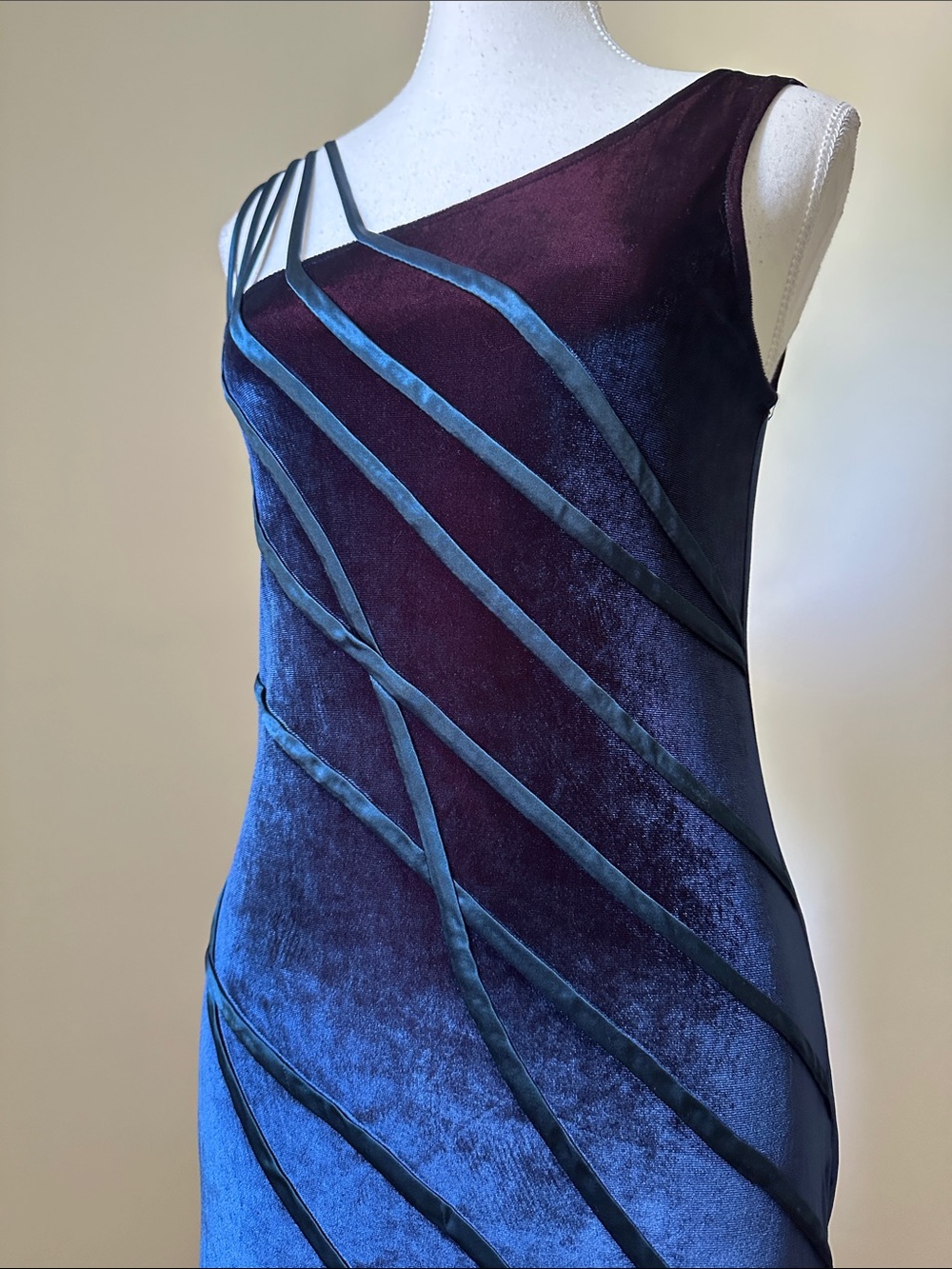 CARTISE Vintage Velvet Blue Purple Prom Whimsigoth Formal Prom Maxi Dress Sz 8 - Picture 2 of 6